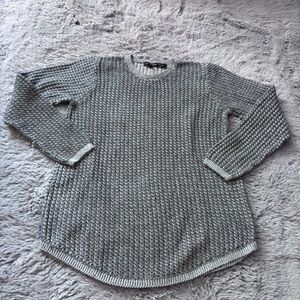 Jeanne Pierre long sleeve waffle knit gray sweater size Large